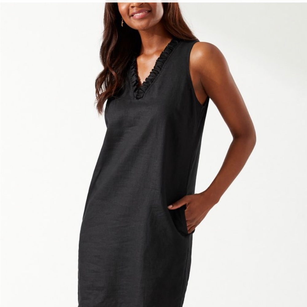 Two Palms Ruffle Linen Dress